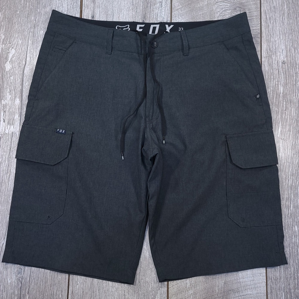 Fox Racing Cargo Shorts Men Size 33 Charcoal Grey Slambozo Hybrid Quick Dry Tech
